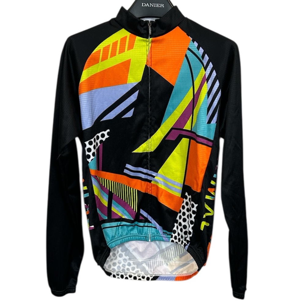 Primal Cycling Jersey Long Sleeve Thermal Full Zip Neon Retro Graphic Mens Large